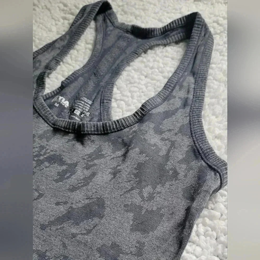 ZYIA Active Gray Splash Racer back Seamless Tank Top Size Medium - Picture 5 of 5